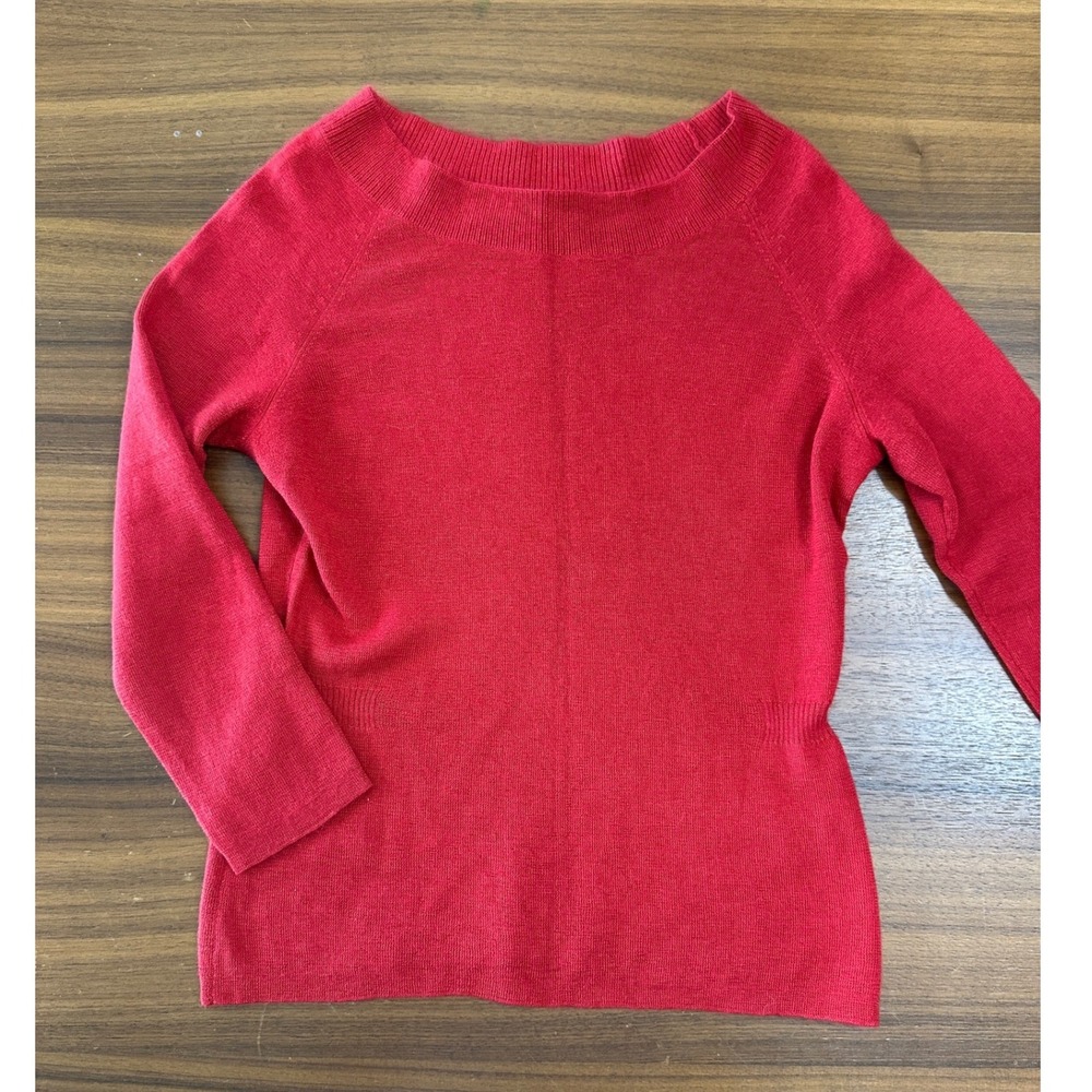 Episode Cashmere Silk Sweater Large (runs small) Red Boat Neck Luxury Holiday
